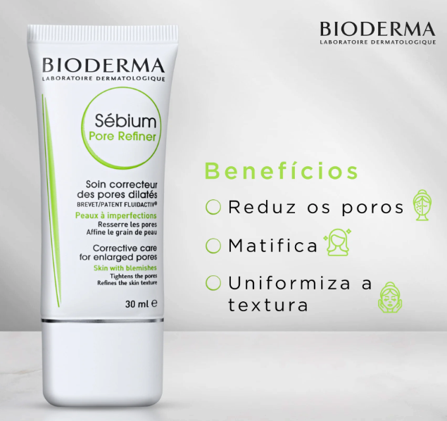 imagem com sérum cooretor de Poros Bioderma Sébium Pore Refiner